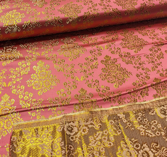 Brokatstoff Blumen mit gold *Ab 50cm