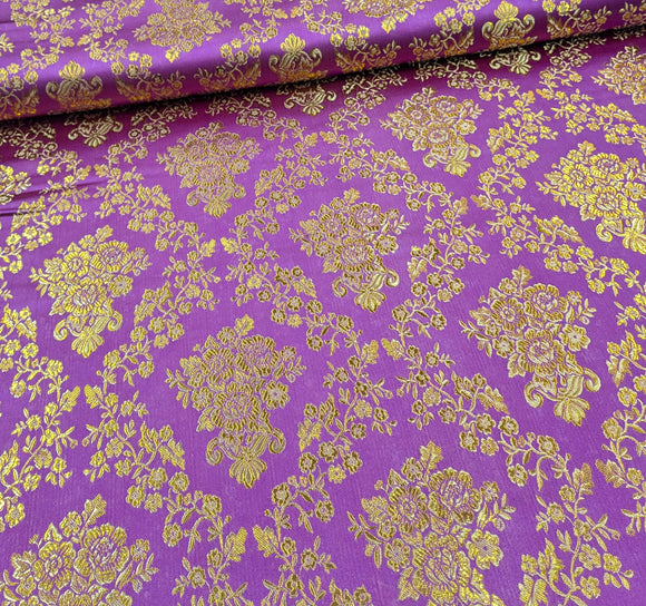 Brokatstoff Blumen mit gold *Ab 50cm