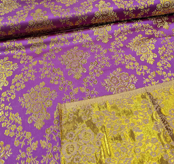 Brokatstoff Blumen mit gold *Ab 50cm