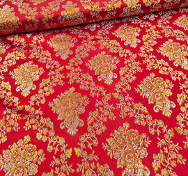 Brokatstoff Blumen mit gold *Ab 50cm - 0