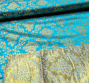 Brokatstoff Blumen mit gold *Ab 50cm-7