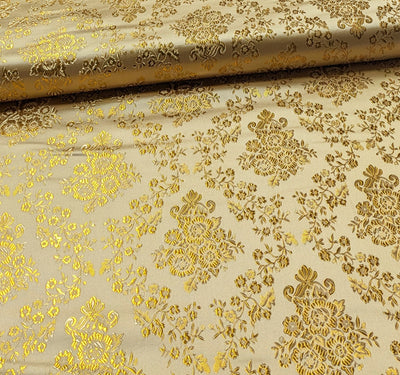 Kaufen 150-creme-gold Brokatstoff Blumen mit gold *Ab 50cm