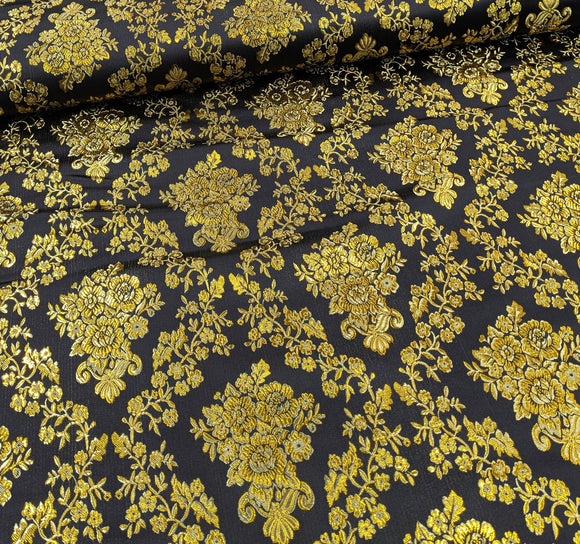 Brokatstoff Blumen mit gold *Ab 50cm