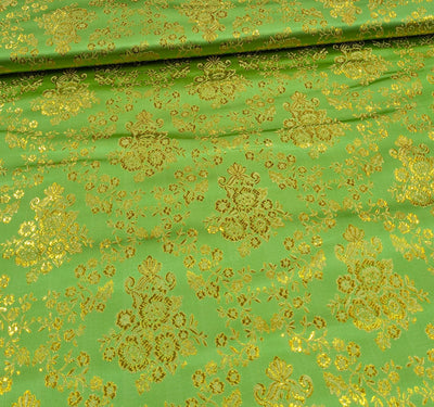 Kaufen 170-grun-gold Brokatstoff Blumen mit gold *Ab 50cm