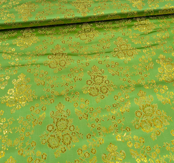 Brokatstoff Blumen mit gold *Ab 50cm