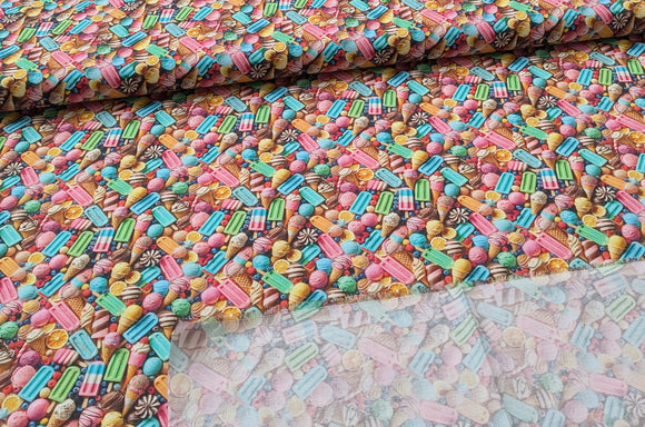 Baumwolle Digitaldruck Eis & Süßigkeiten *Ab 50cm