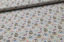 Baumwolle Digitaldruck Stricken auf grau *Ab 50cm