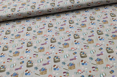 Baumwolle Digitaldruck Stricken auf grau *Ab 50cm