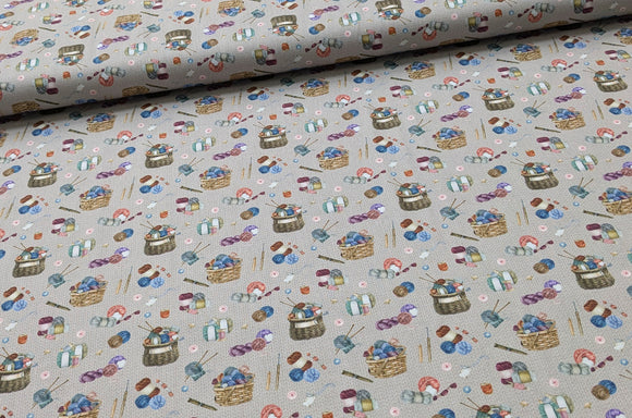 Baumwolle Digitaldruck Stricken auf grau *Ab 50cm