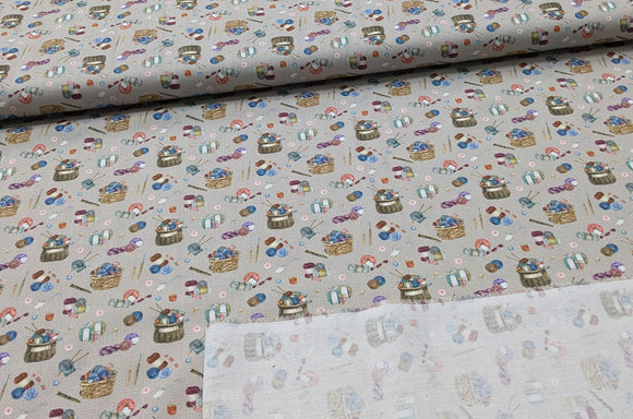 Baumwolle Digitaldruck Stricken auf grau *Ab 50cm