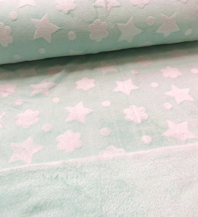 Kaufen 021-mint Kuschelfleece Sterne &amp; Wolken *Ab 50cm