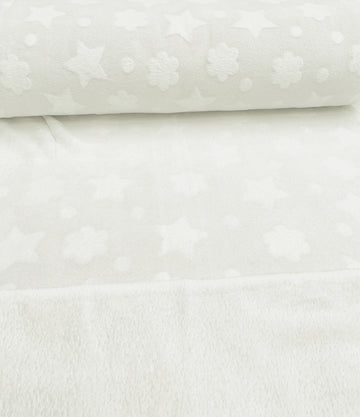 Buy 050-weiss Kuschelfleece Sterne &amp; Wolken *Ab 50cm
