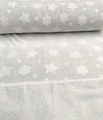 Buy 061-hellgrau Kuschelfleece Sterne &amp; Wolken *Ab 50cm