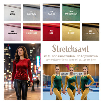 Stretchsamt Goldpunkte *Ab 50cm