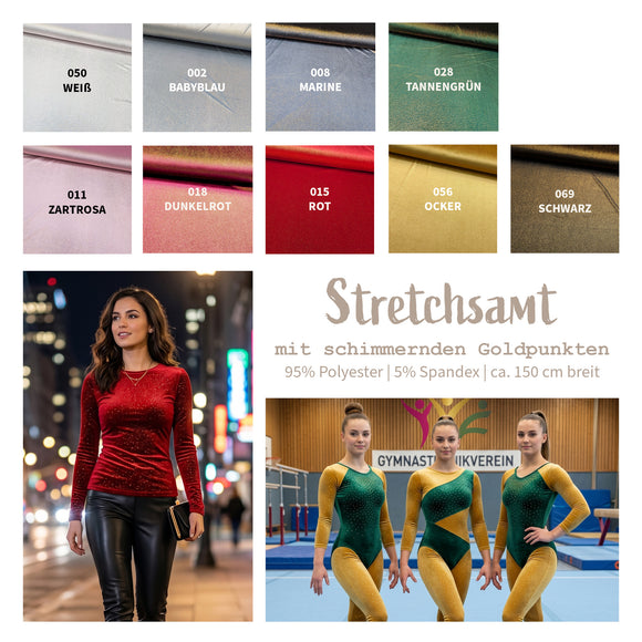 Stretchsamt Goldpunkte *Ab 50cm