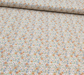 Acheter 011-streublumchen-orange-blau Baumwolle bedruckt Blumen *Ab 50cm