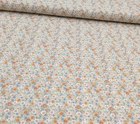 Acheter 011-streublumchen-orange-blau Baumwolle bedruckt Blumen *Ab 50cm