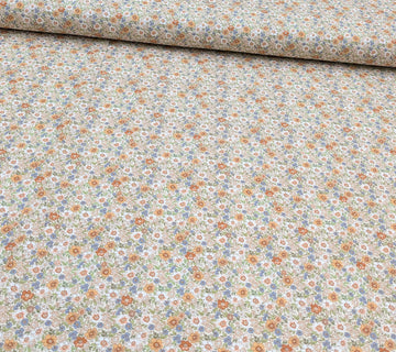 Acheter 011-streublumchen-orange-blau Baumwolle bedruckt Blumen *Ab 50cm
