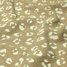 Musselin bedruckt Leo khaki *Ab 25cm - 0