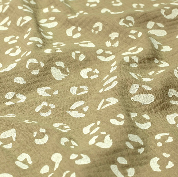 Musselin bedruckt Leo khaki *Ab 25cm