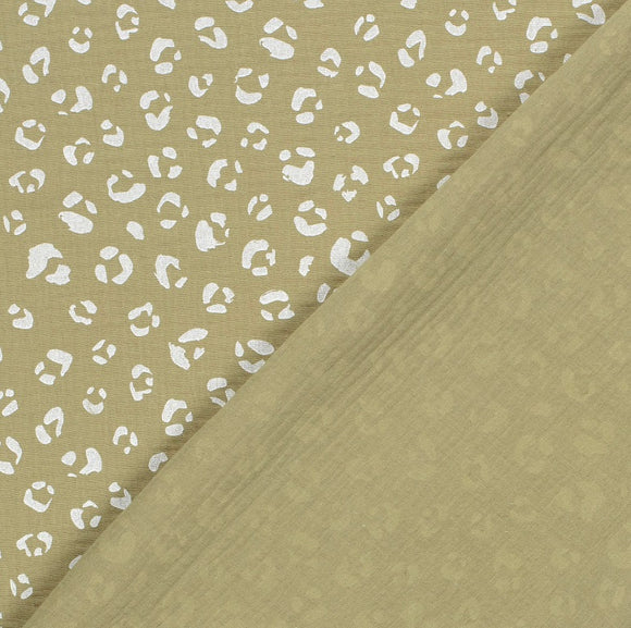 Musselin bedruckt Leo khaki *Ab 25cm