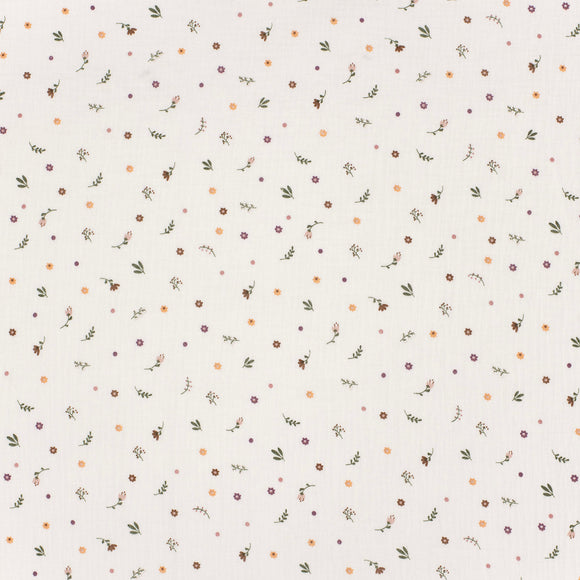 Musselin bedruckt Blumenwiese beige *Ab 50 cm
