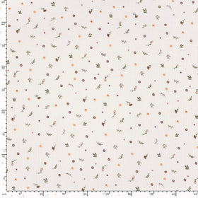 Musselin bedruckt Blumenwiese beige *Ab 50 cm - 0