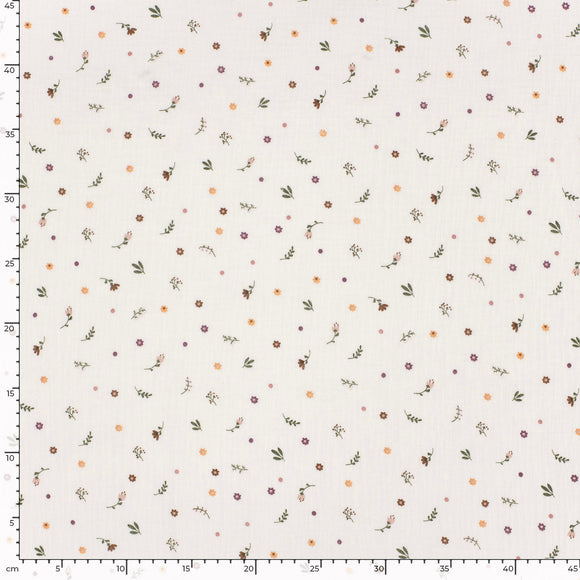 Musselin bedruckt Blumenwiese beige *Ab 50 cm