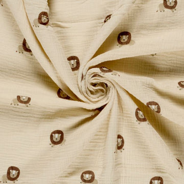 Musselin bedruckt Löwe auf beige *Ab 50 cm - 0