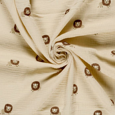 Musselin bedruckt Löwe auf beige *Ab 50 cm - 0