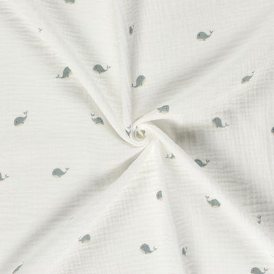 Musselin bedruckt Wale *Ab 50 cm