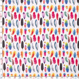 Musselin bedruckt Federn *Ab 25cm - 0