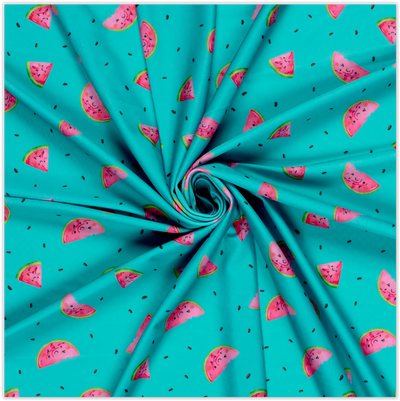 Kaufen 004-melonen-auf-turkis Badestoff bedruckt *Ab 50cm