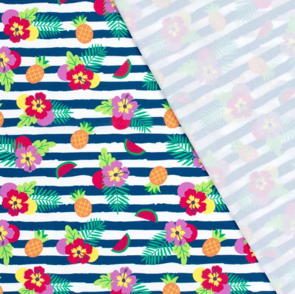 Badestoff Früchte auf Streifen *Ab 50cm