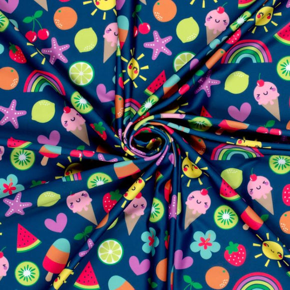 Badestoff Sommer auf marine *Ab 50cm