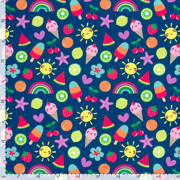 Badestoff Sommer auf marine *Ab 50cm