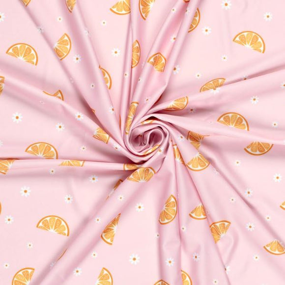 Badestoff Orangen auf rosa *Ab 50cm