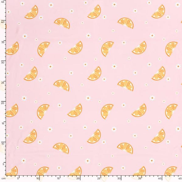 Badestoff Orangen auf rosa *Ab 50cm