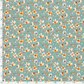 Badestoff Blümchen auf seegrün *Ab 50cm - 0