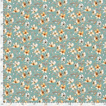 Badestoff Blümchen auf seegrün *Ab 50cm - 0