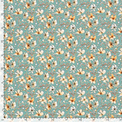 Badestoff Blümchen auf seegrün *Ab 50cm - 0