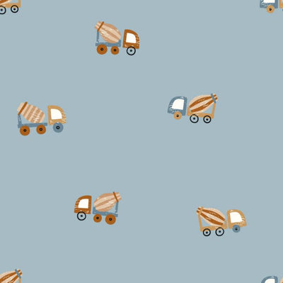 Buy 002-construction-vehicles-on-light-blue Rainwear fabric, waterproof, printed *From 50cm
