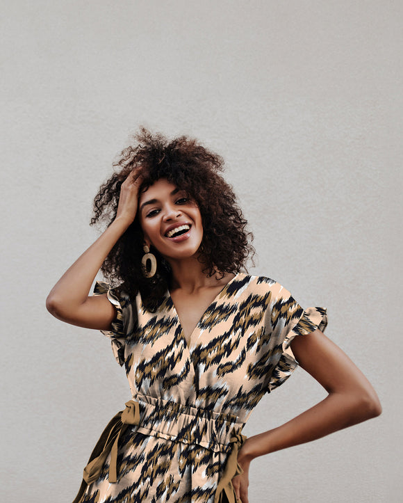 Viskose bedruckt Afrika beige *Ab 50 cm