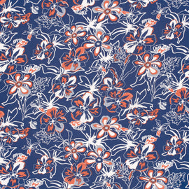 Viscose printed floral blue *From 50 cm - 0