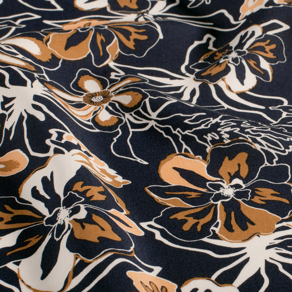 Viskose bedruckt Blumen marine *Ab 50 cm