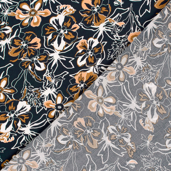 Viskose bedruckt Blumen marine *Ab 50 cm