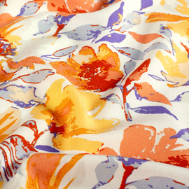 Viskose bedruckt Blumen orange *Ab 50 cm