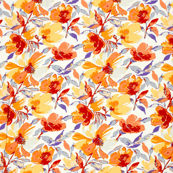 Viskose bedruckt Blumen orange *Ab 50 cm