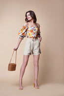 Viskose bedruckt Blumen orange *Ab 50 cm-3