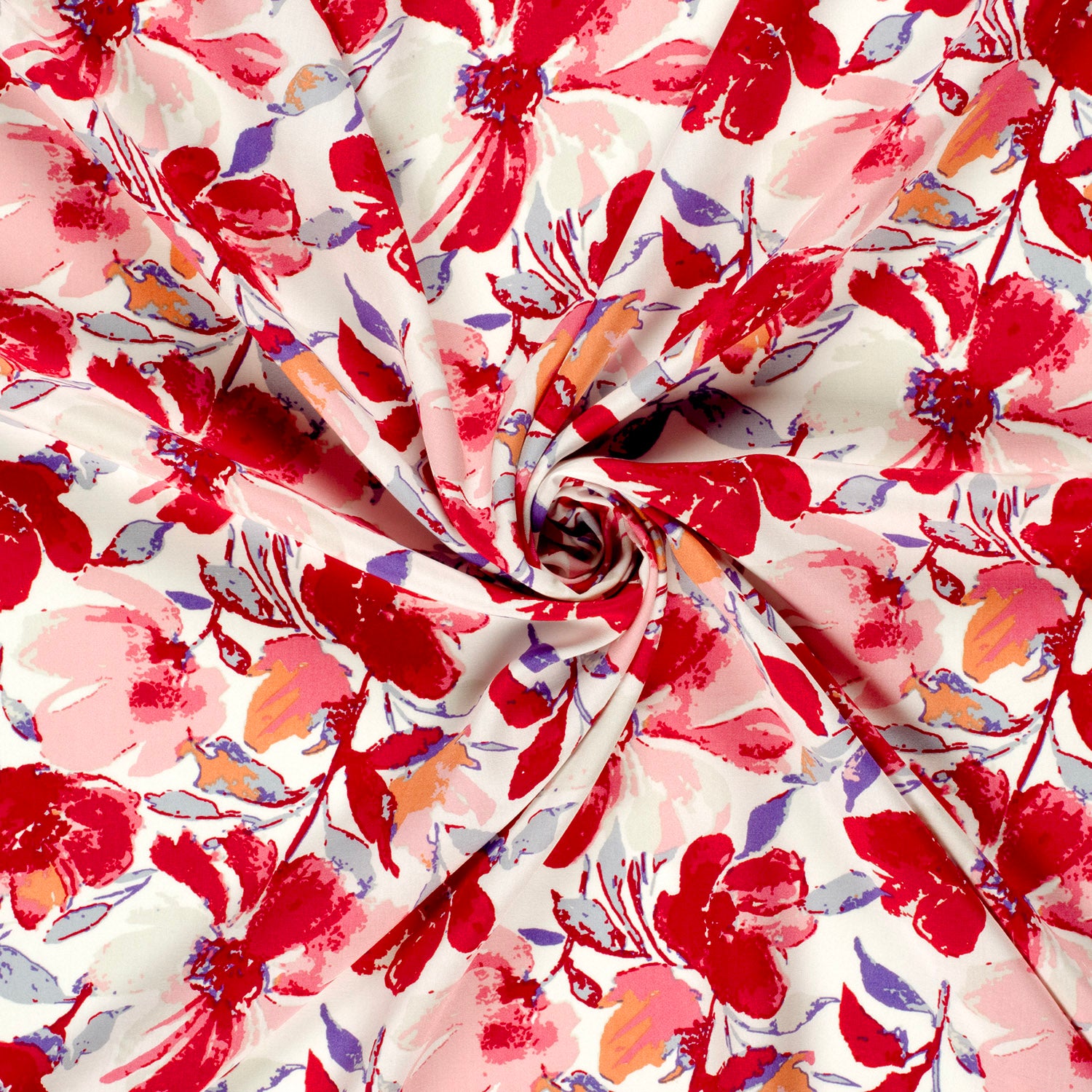 Viskose bedruckt Blumen rot *Ab 50 cm